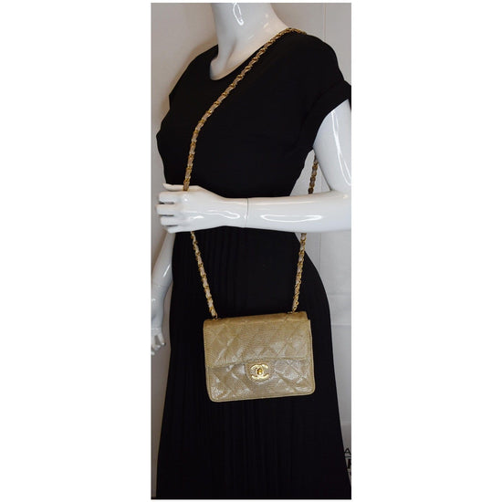 Chanel Navy Lizard Mini Flap Shoulder Bag at Jill's Consignment