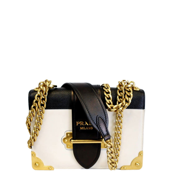 Prada Cahier Leather Black and White Shoulder Bag in 2023