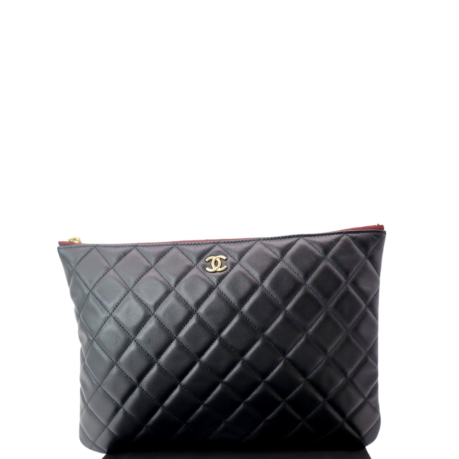 CHANEL Classic O-Case Leather Zip Pouch Black