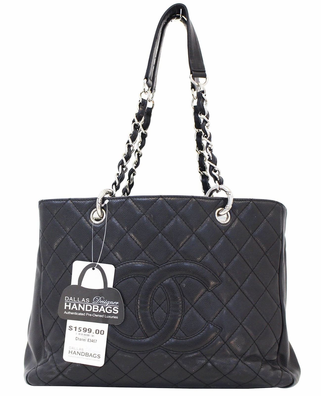 CHANEL Black Caviar Leather Grand Shopping Tote