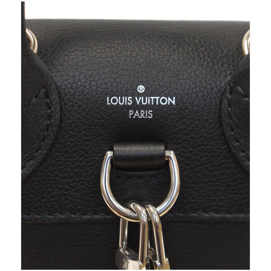 LOUIS VUITTON cowhide leather Lockme Backpack silver buckle backpack black