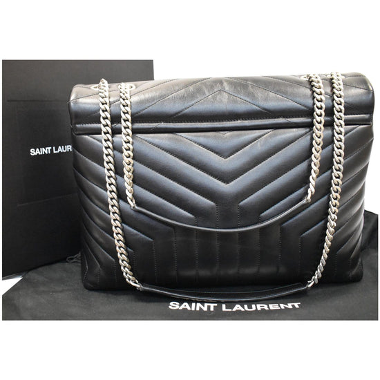 YSL Loulou Large Black Bag Silver Chain - Preowned