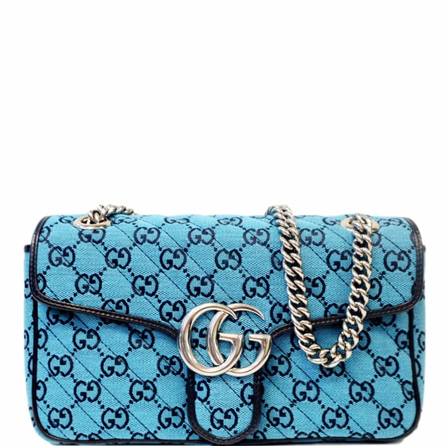 GUCCI Vintage Handbag Front Flap Purse Cross Body BLUE 