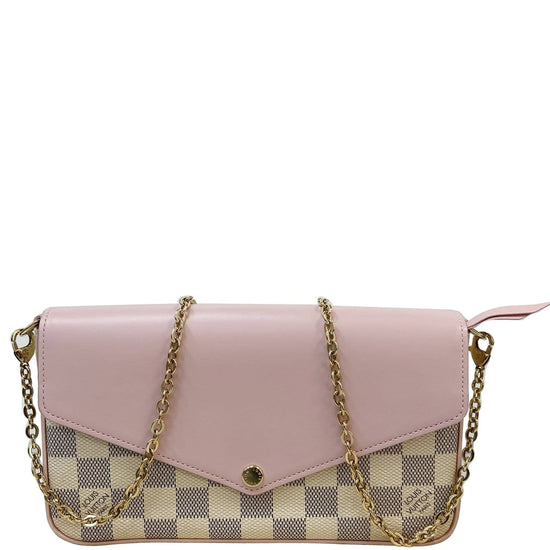 Louis Vuitton Damier Azur Calfskin Pochette Felicie GM Eau de Rose Chain  Bag