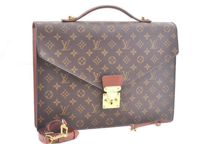 Louis Vuitton Porte-Documents Bandouliere Crossbody Bag Briefcase(Brown)