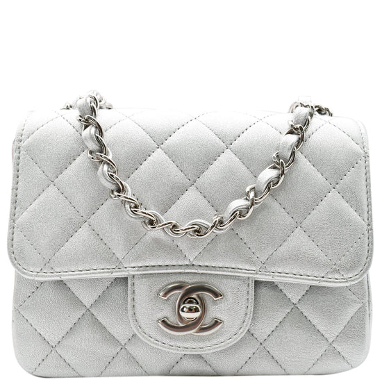 Leather mini bag Chanel Silver in Leather - 33757561