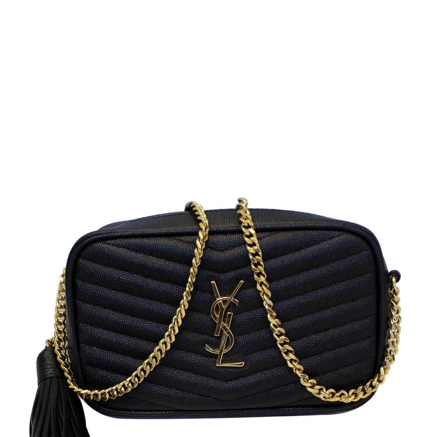 YVES SAINT LAURENT Mini Lou Grain De Poudre Camera Bag Black