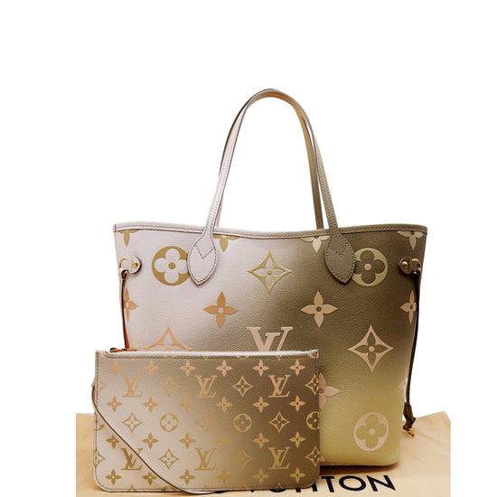 Louis Vuitton Monogram Sunset Khaki Neverfull mm Tote Bag with Pouch 81lz418s