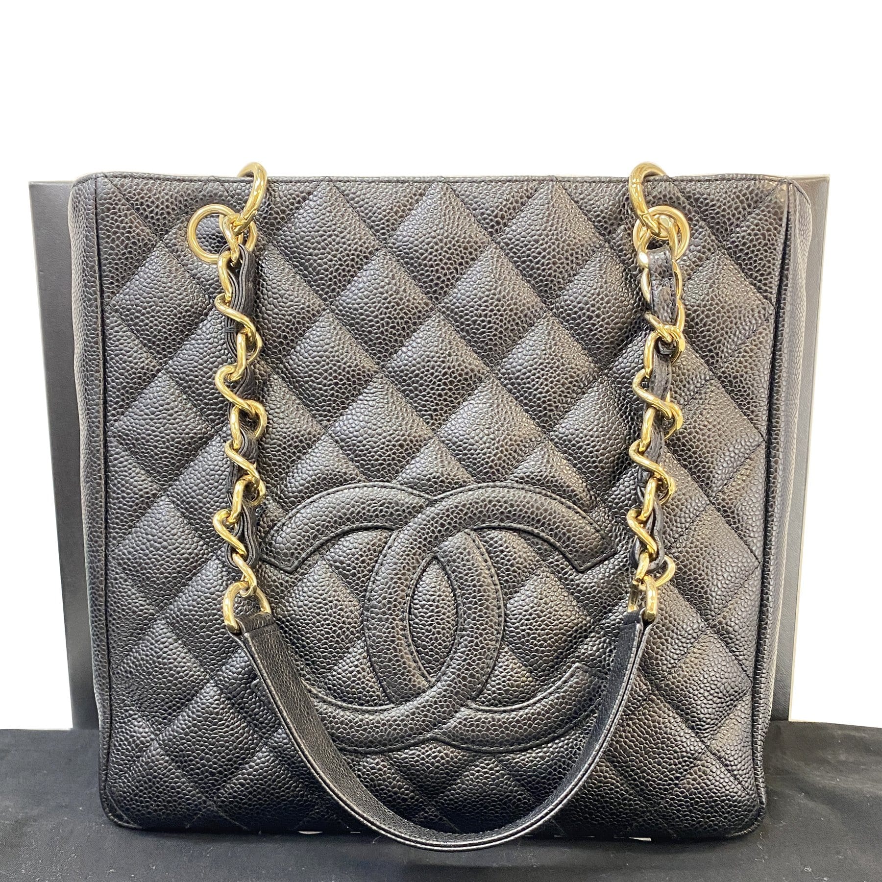 Chanel Large Gray Lambskin Shopping Tote