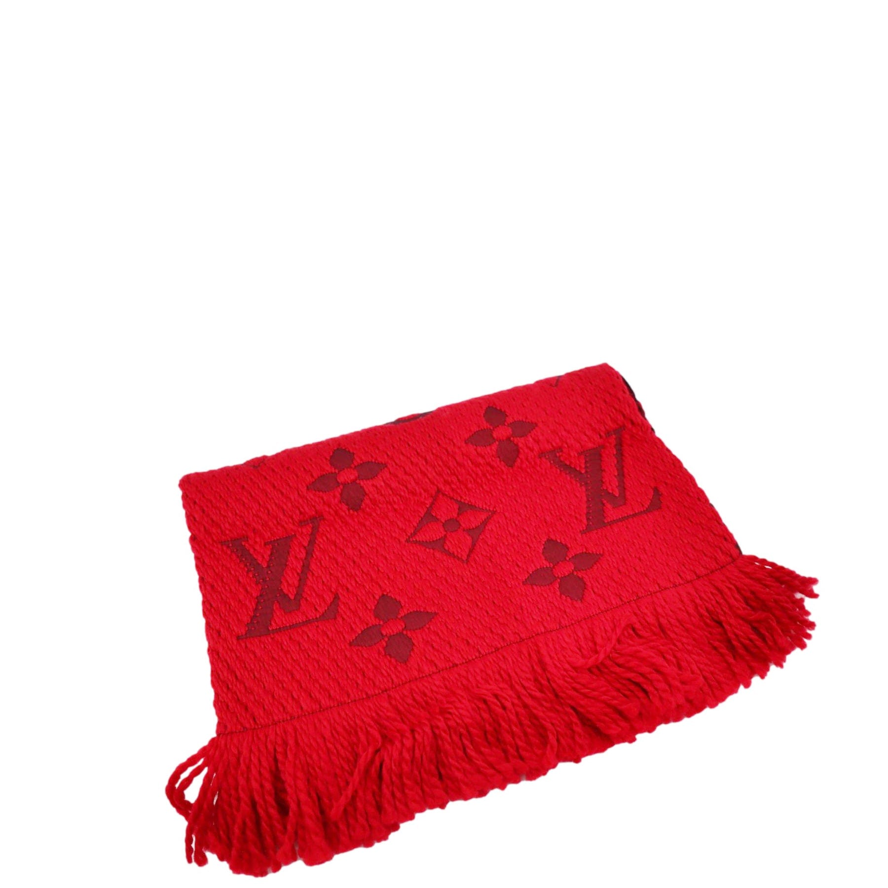 Louis Vuitton Red Wool & Silk Logomania Scarf Louis Vuitton