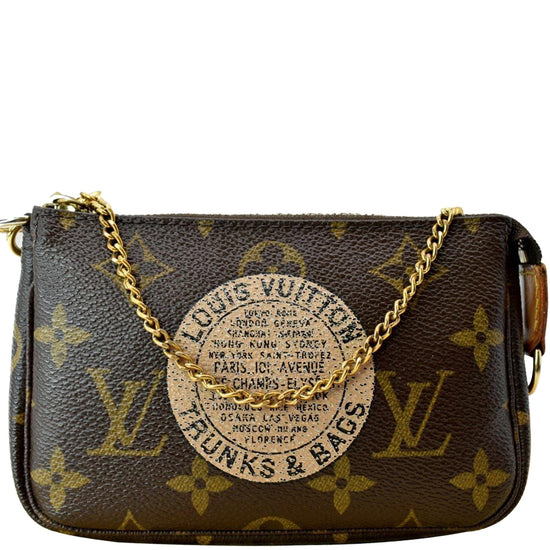 LOUIS VUITTON Monogram Trunks Mini Pochette Accessoires Clutch Wallet  Wristlet