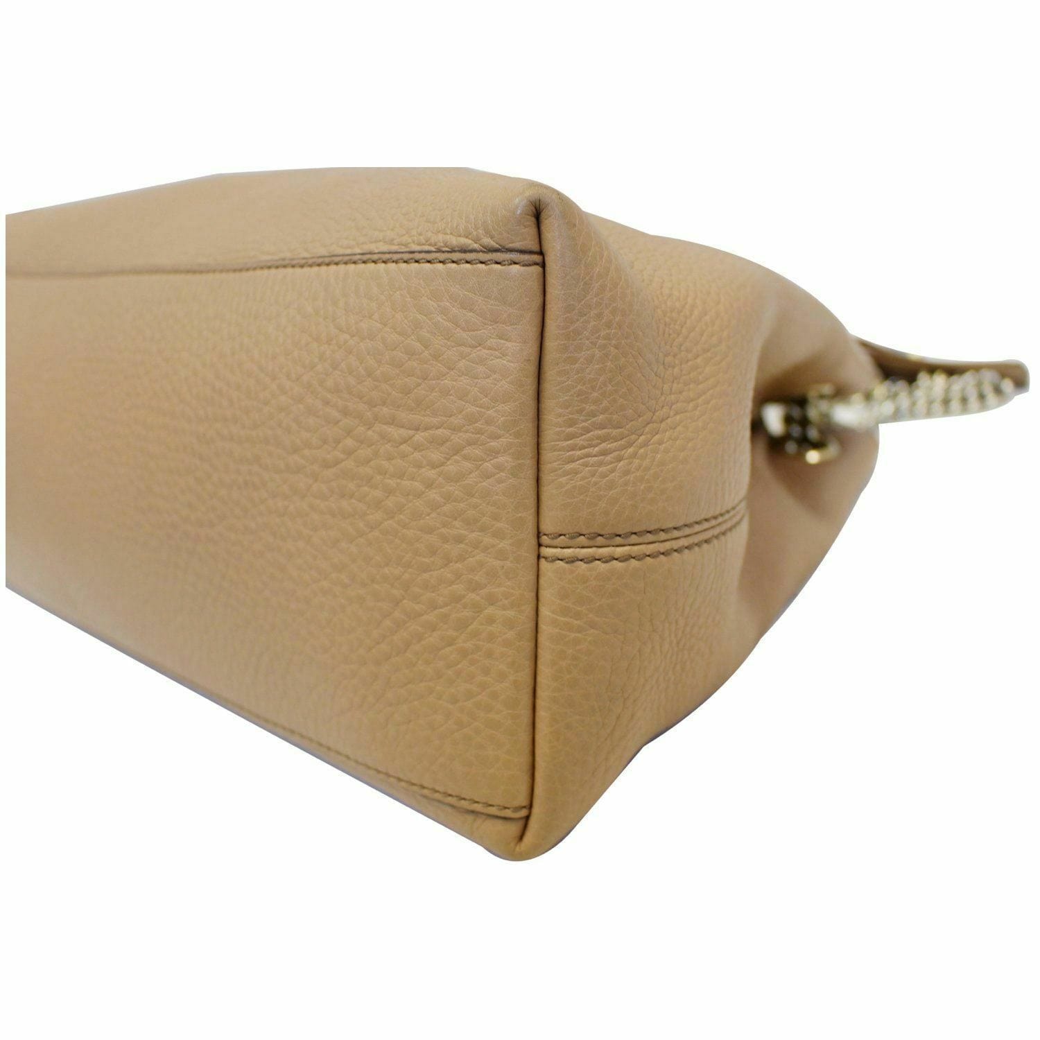 GUCCI Soho Pebbled Leather Chain Shoulder Bag 308982 Beige-US