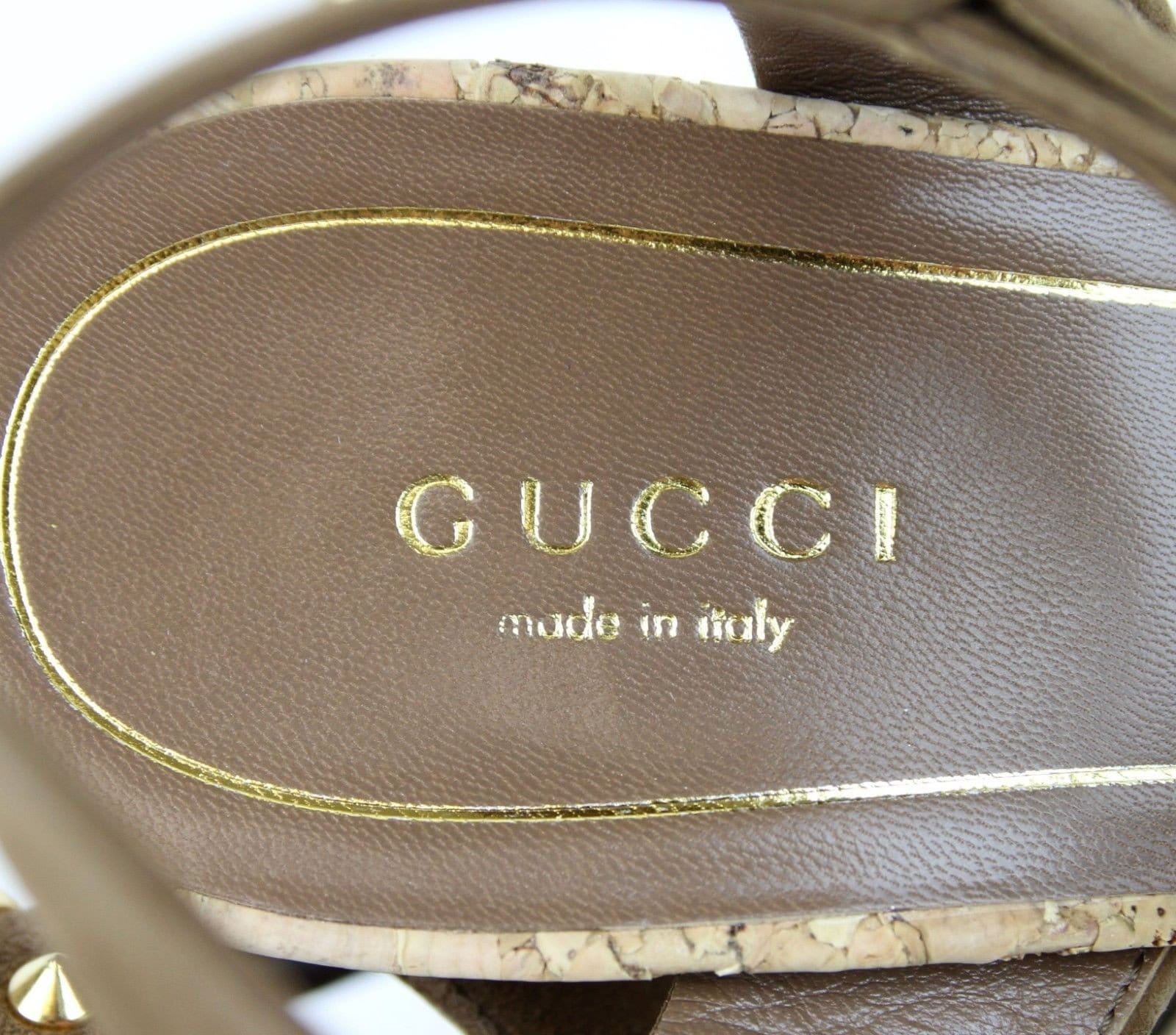 Gucci Sandals Women Brown Suede Jacquelyne With Gold Studs