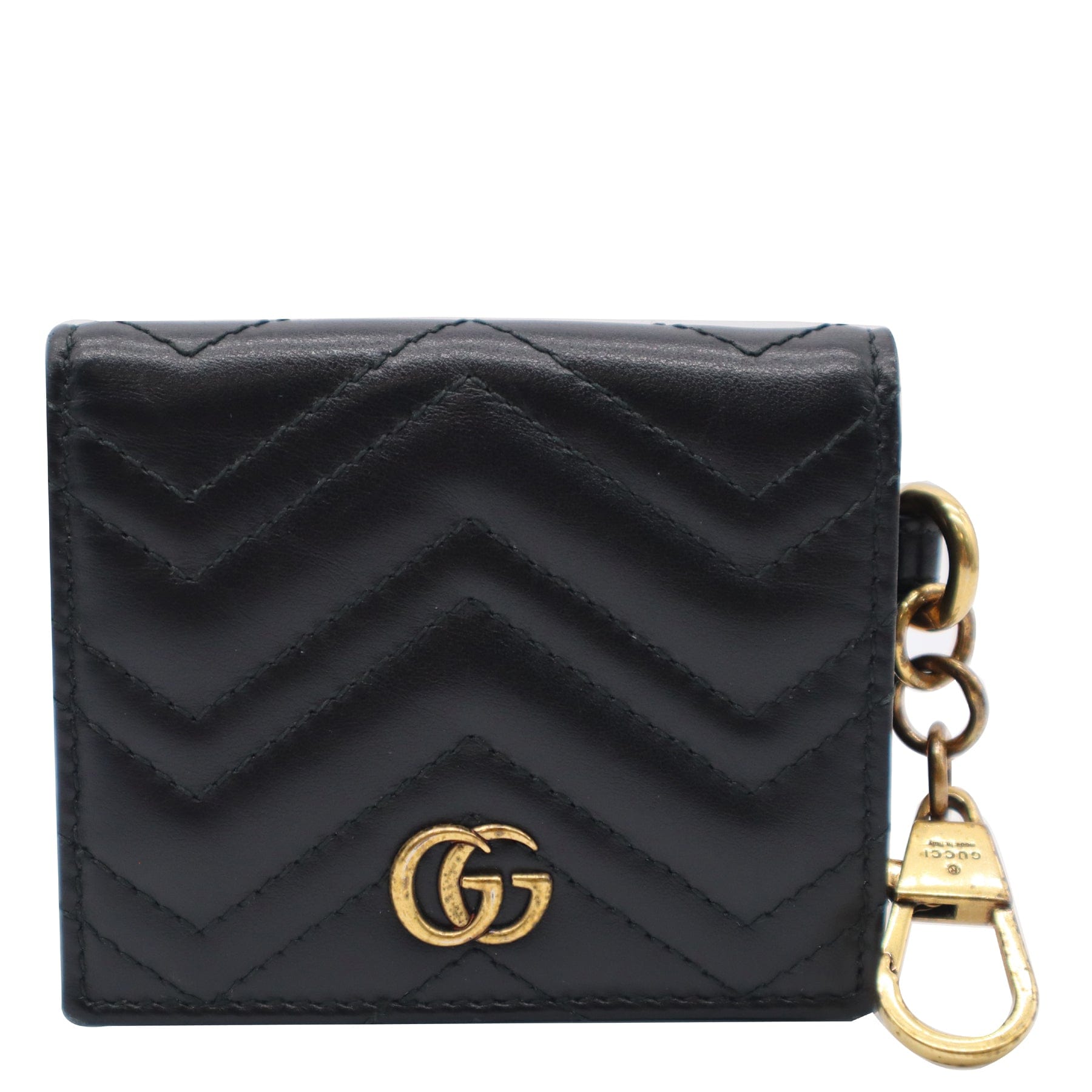 Black Leather GG Marmont Card Case Wallet