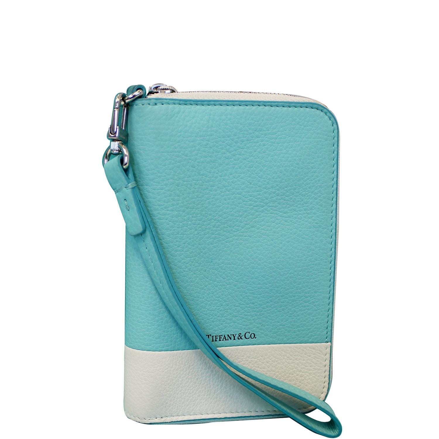 Tiffany T Card Case in Pink colourblock Leather