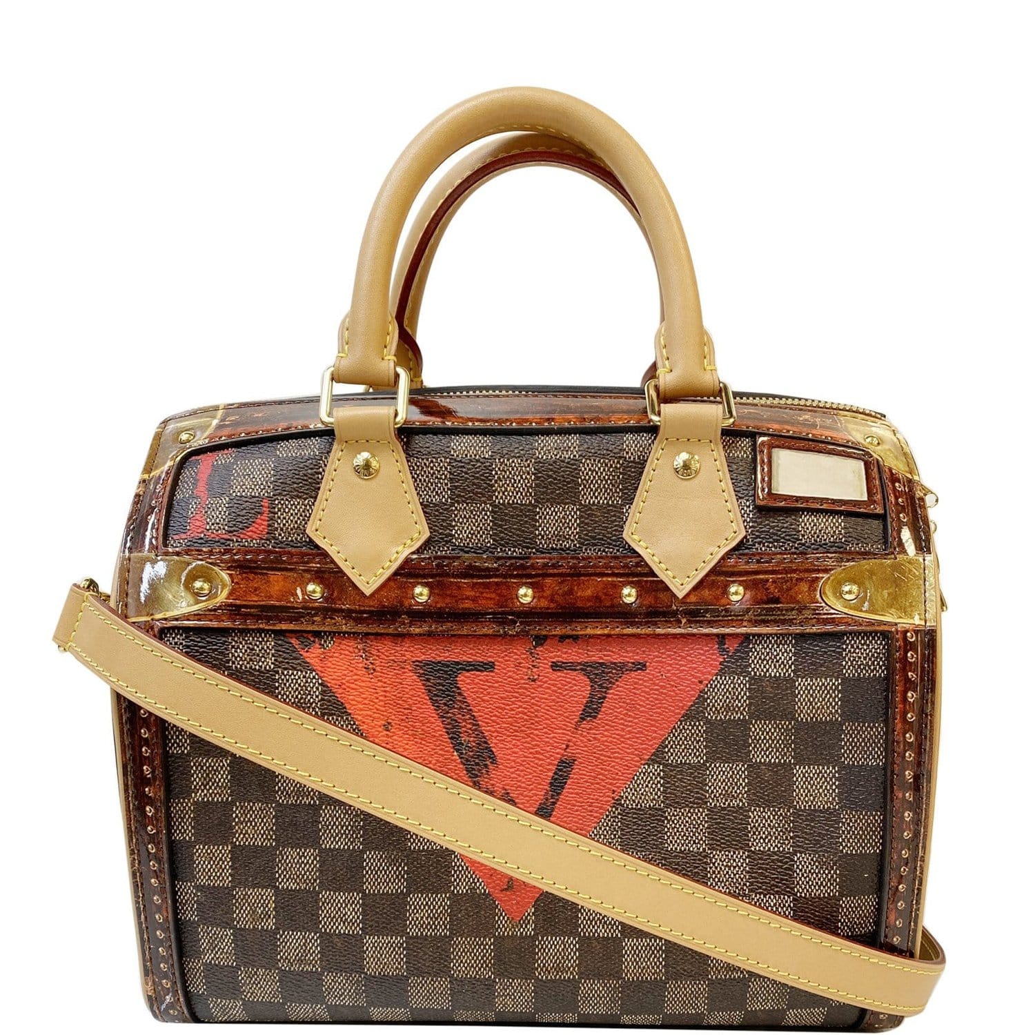 LOUIS VUITTON Transformed Damier Ebene Time Trunk Speedy Bandouliere 25  Black, FASHIONPHILE