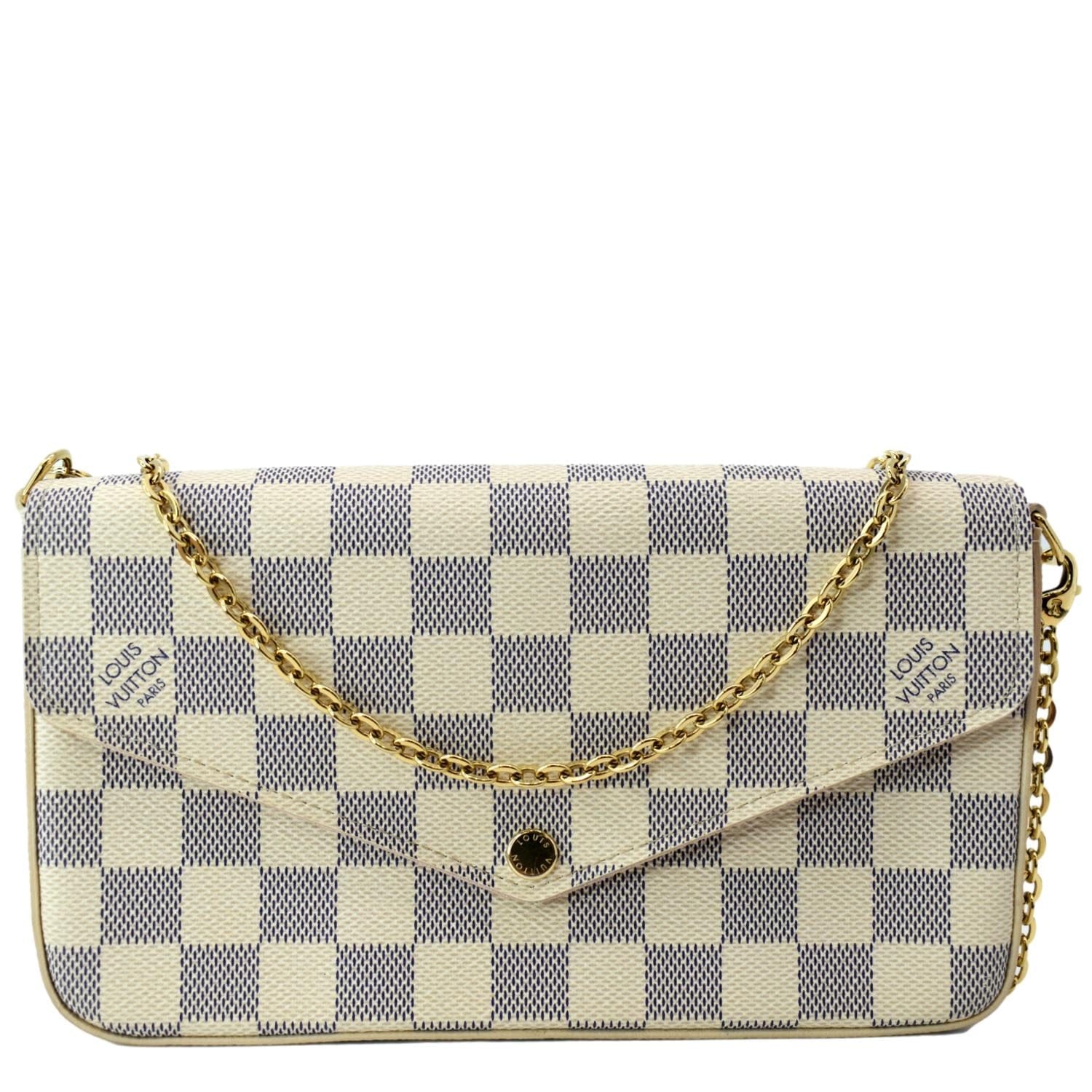 Louis Vuitton Pochette Felicie White Damier Azur Canvas Cross Body Bag