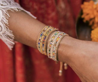 Metallic beaded bracelets