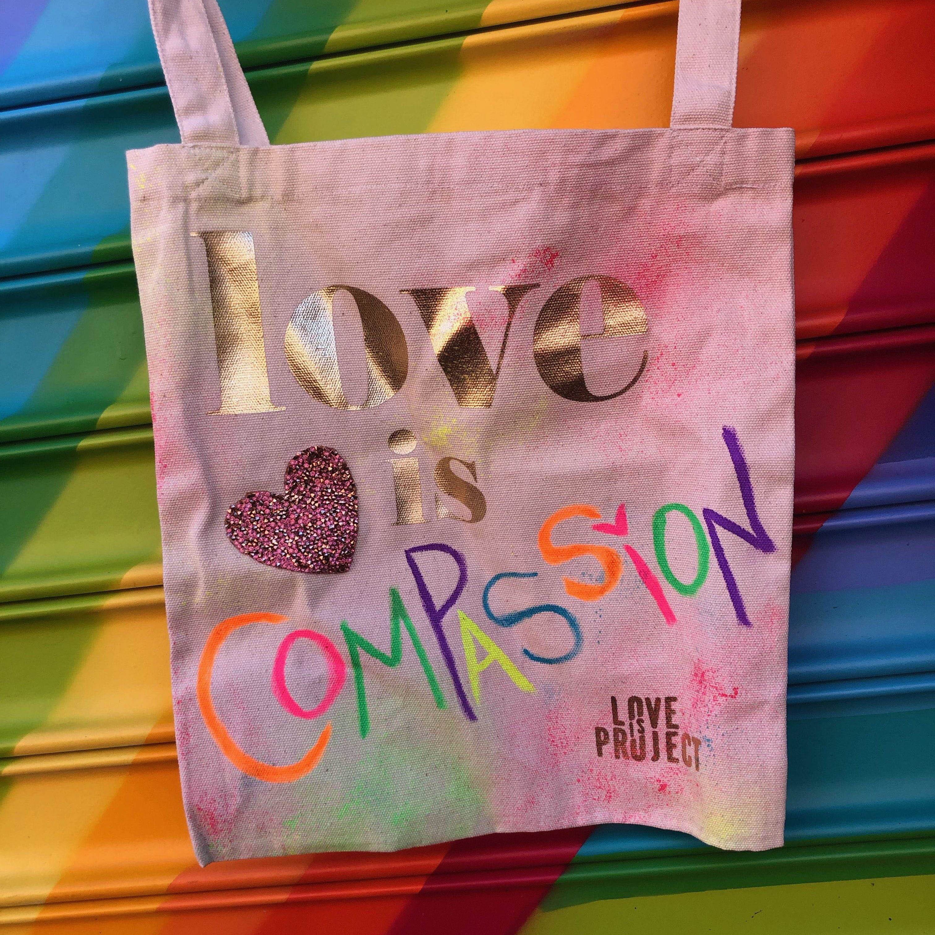 Love Is Tote Gold and White Tote Bag Love is Project