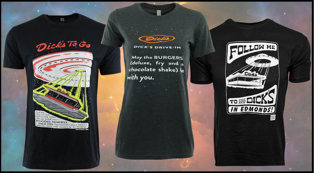 3 Dick's Drive-In space themed tees