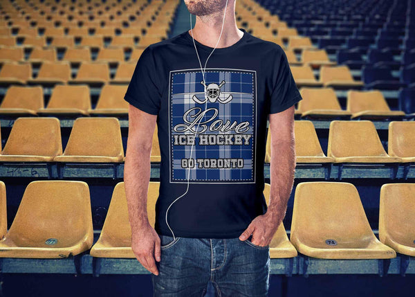 Love Hockey Go Toronto Fan Gifts Checkered Plaid Cool Unisex TShirt Men-NeatFind.net