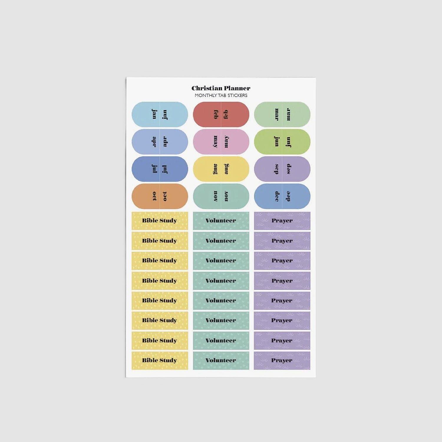 Planner Stickers W Monthly Tabs Christian Planner