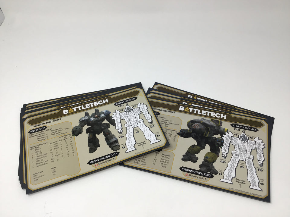 battletech record sheets prices