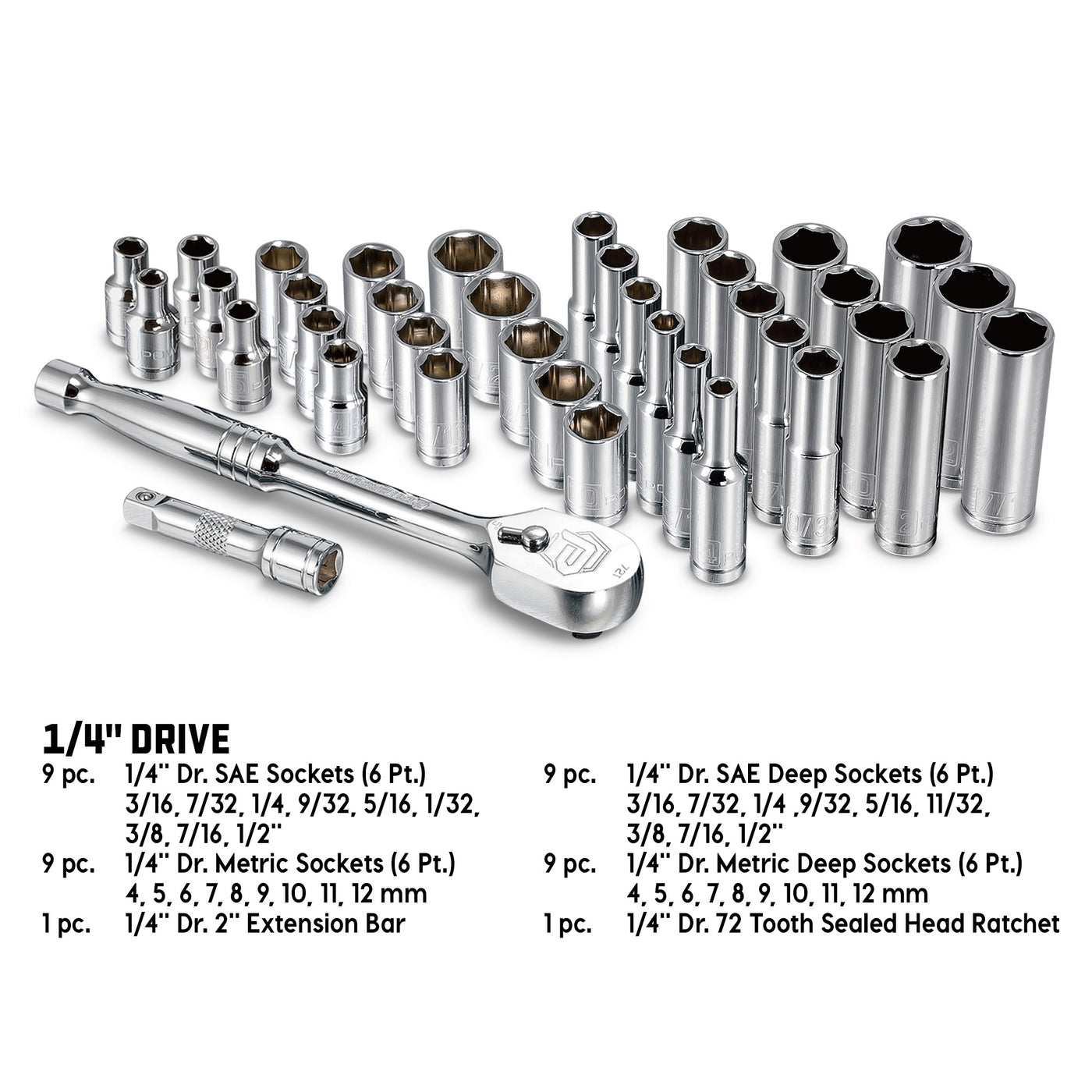 38 Piece 1 4 In Drive Mechanics Tool Set Powerbuilt Tools