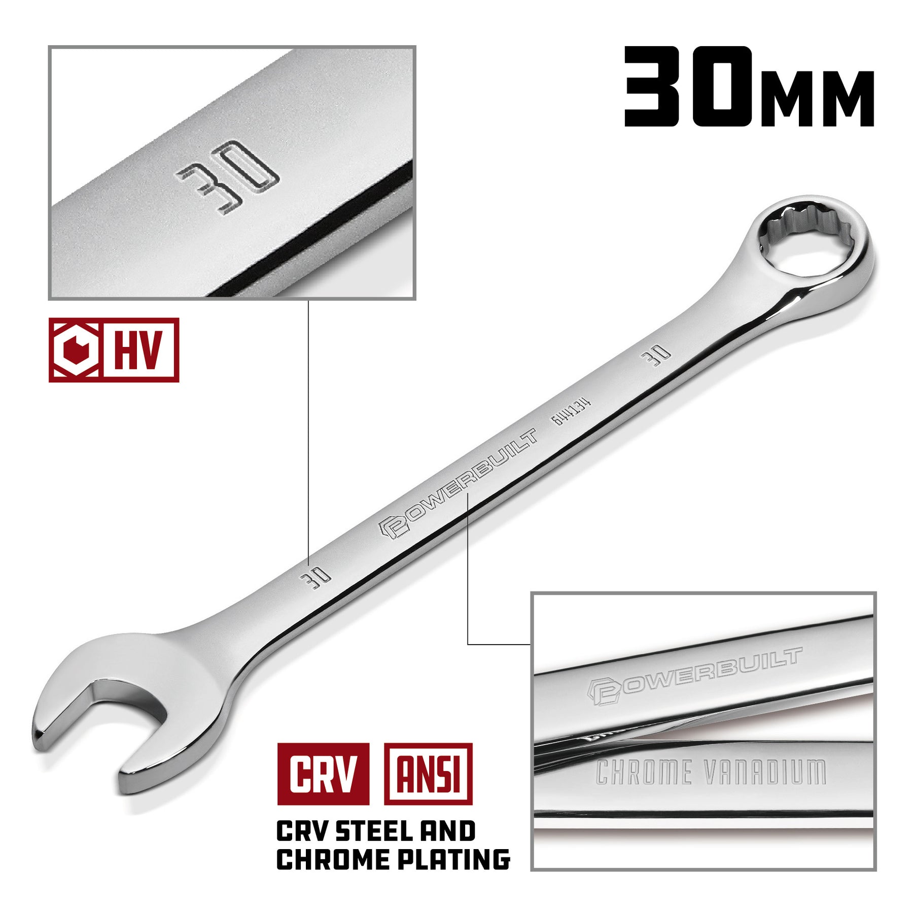 Powerbuilt 30 MM Fully Polished Metric Combination Wrench - 644134