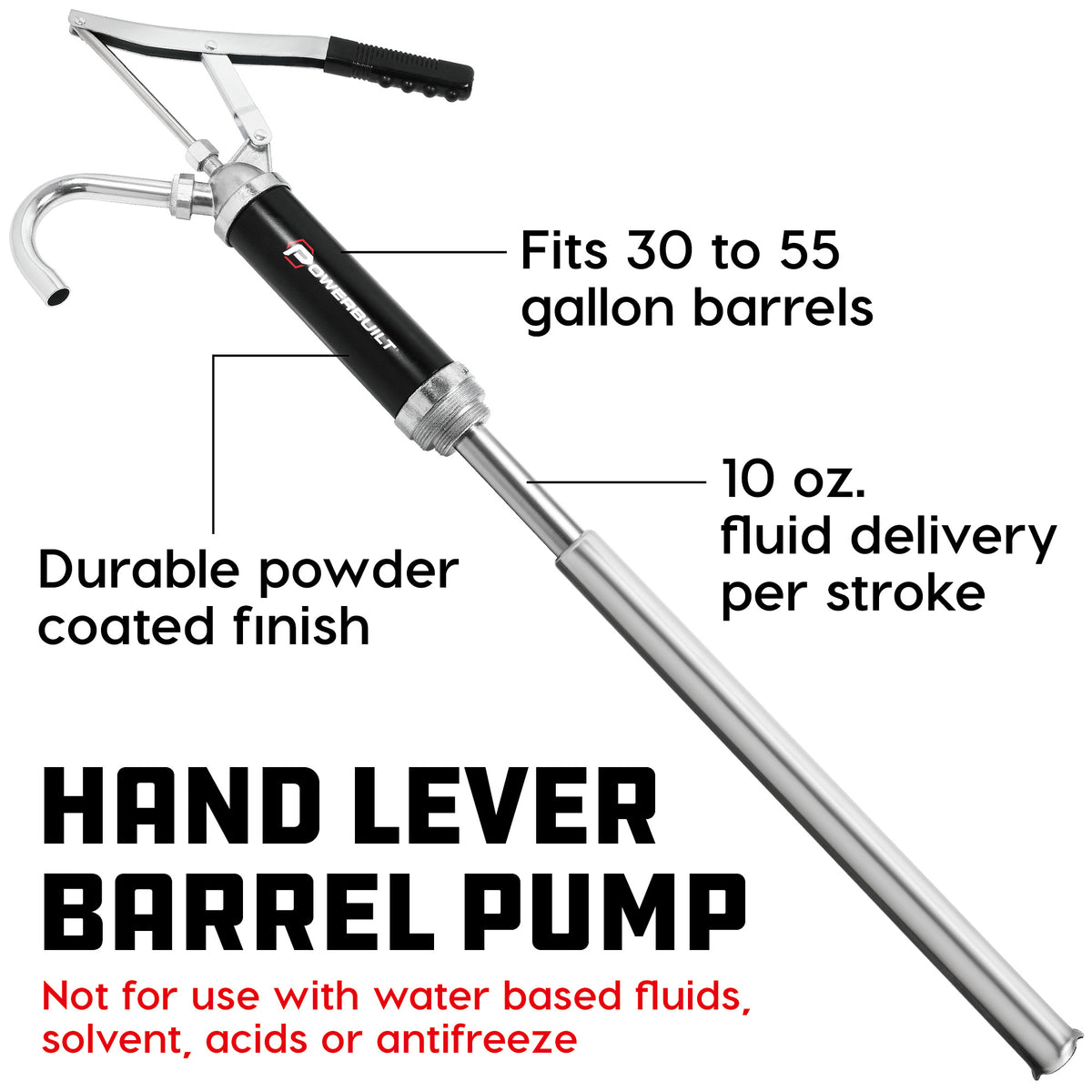 Powerbuilt Oil and Fluid Extractor 6.3 Quart (6 Liter), Manual Liquid