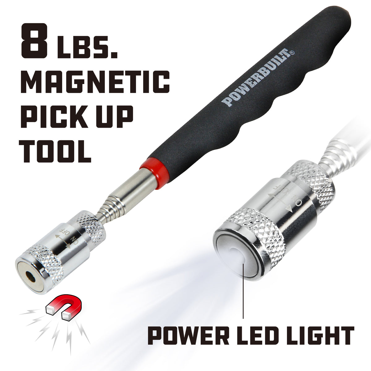 3 pièces Télescopique Aimant Pickup Outils comprennent 8 Lb Led Light  Magnet Pickup et Magnetic Stick Gadget En 20 Lb Et 3 Lb Pour Hommes  Anniversaire Père Da