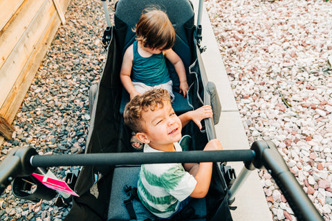 Toddlers in a wagon