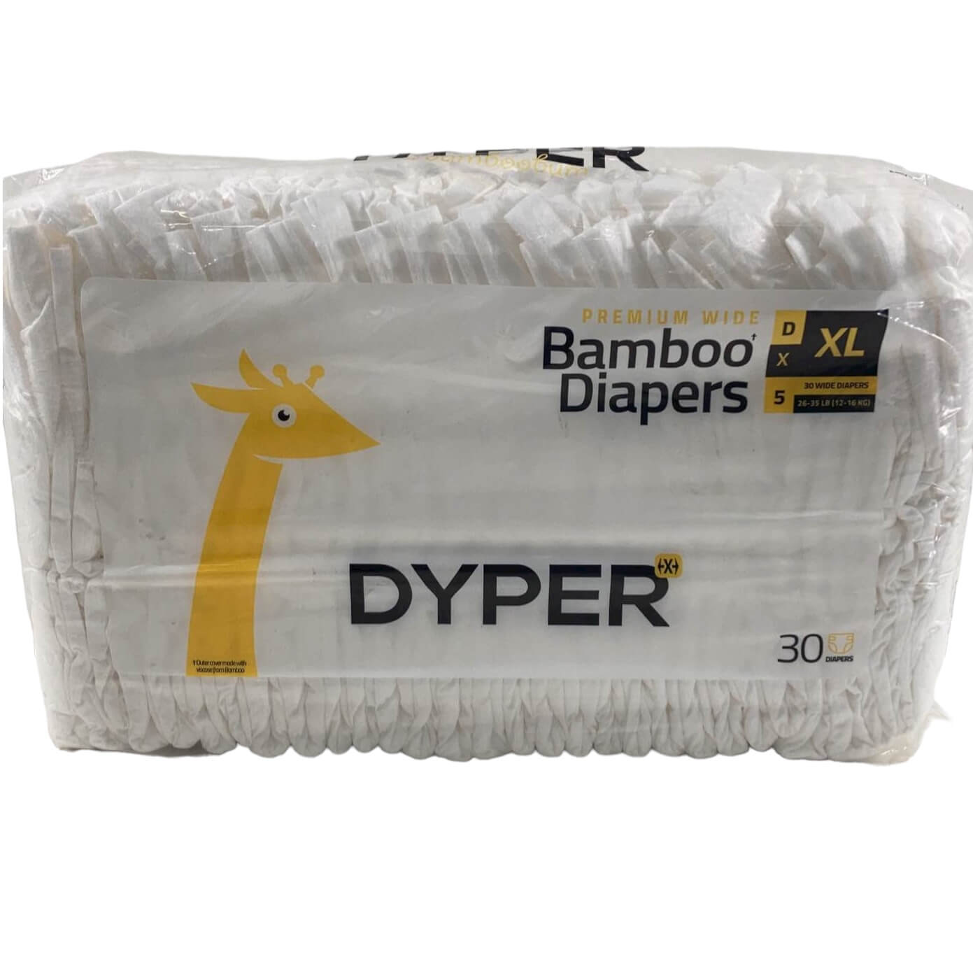a package of DYPER bamboo disposable diapers 