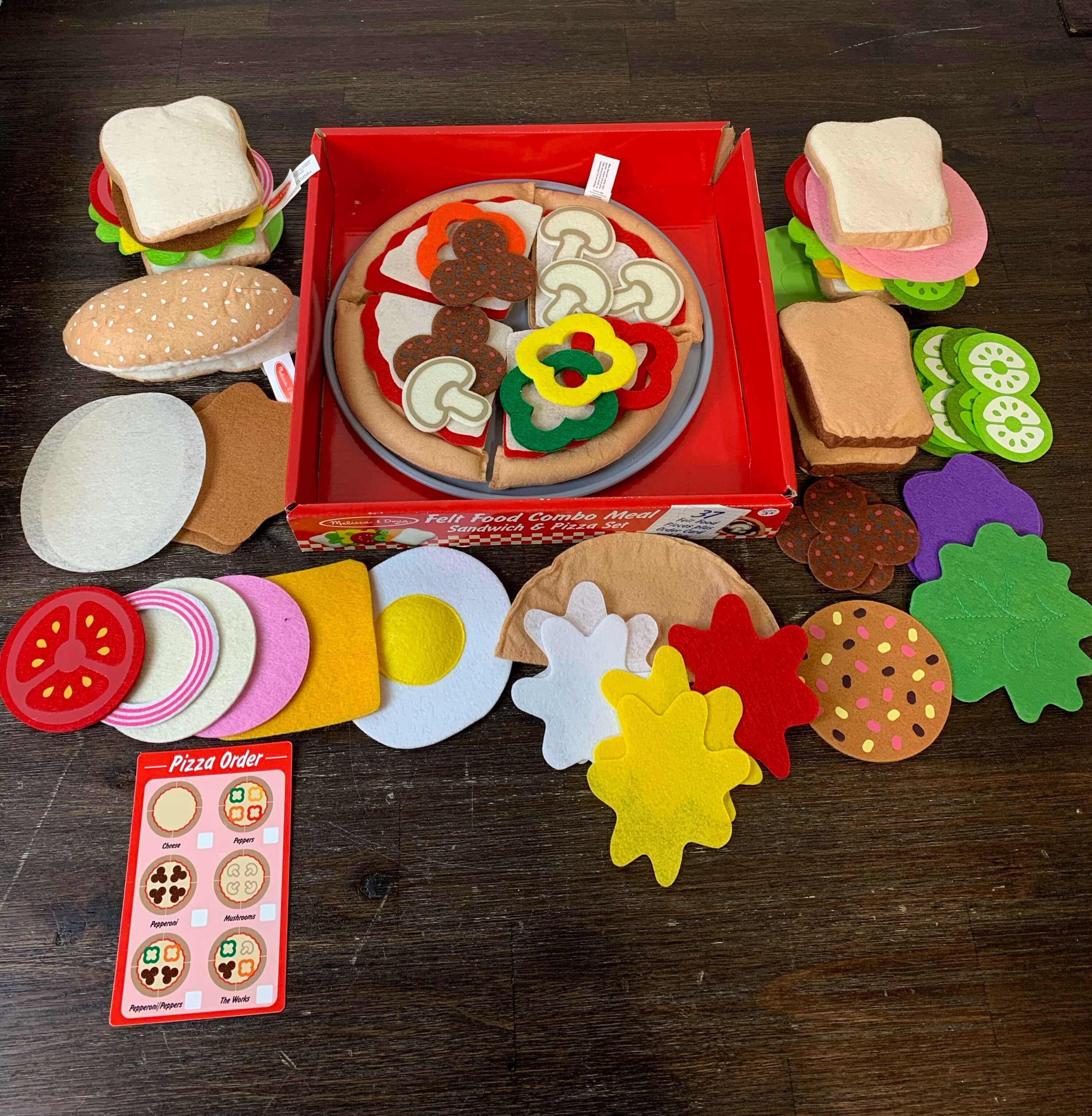 Melissa & Doug Felt Play Pizza & Sandwich Set