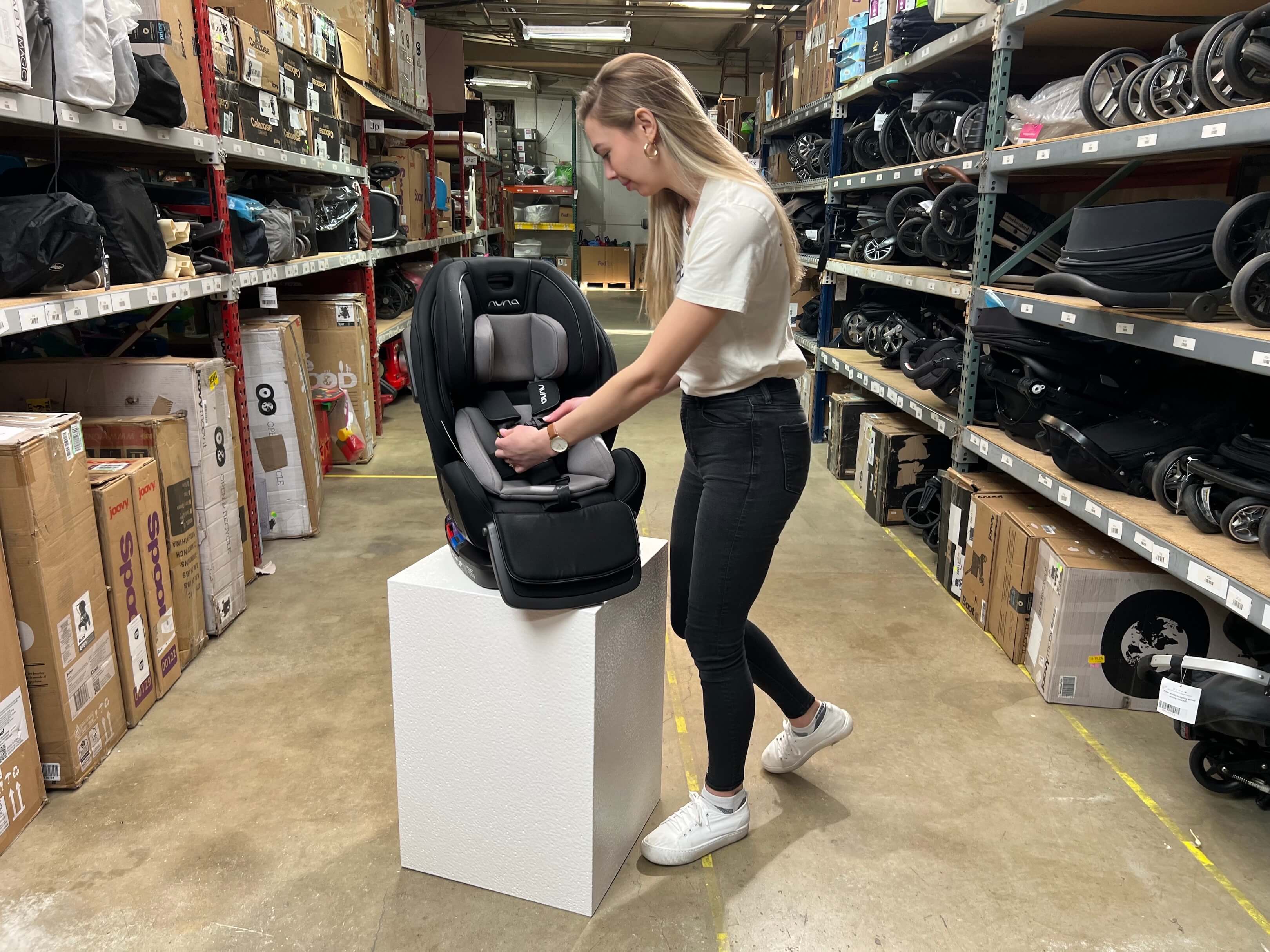 GoodBuy Gear's gear expert with the Nuna EXEC car seat 