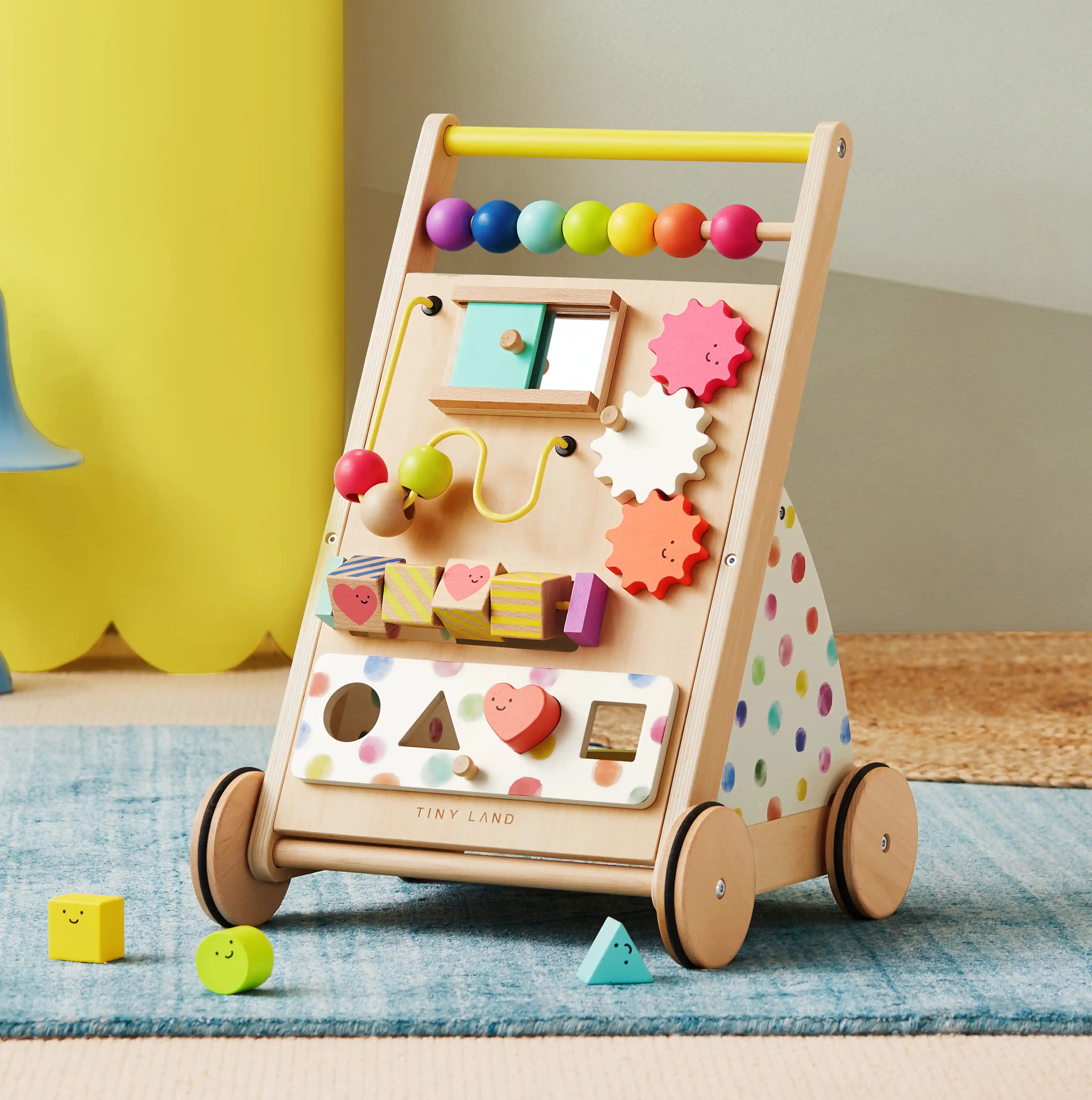 Tiny Land Premium Natural Wooden Activity Walker