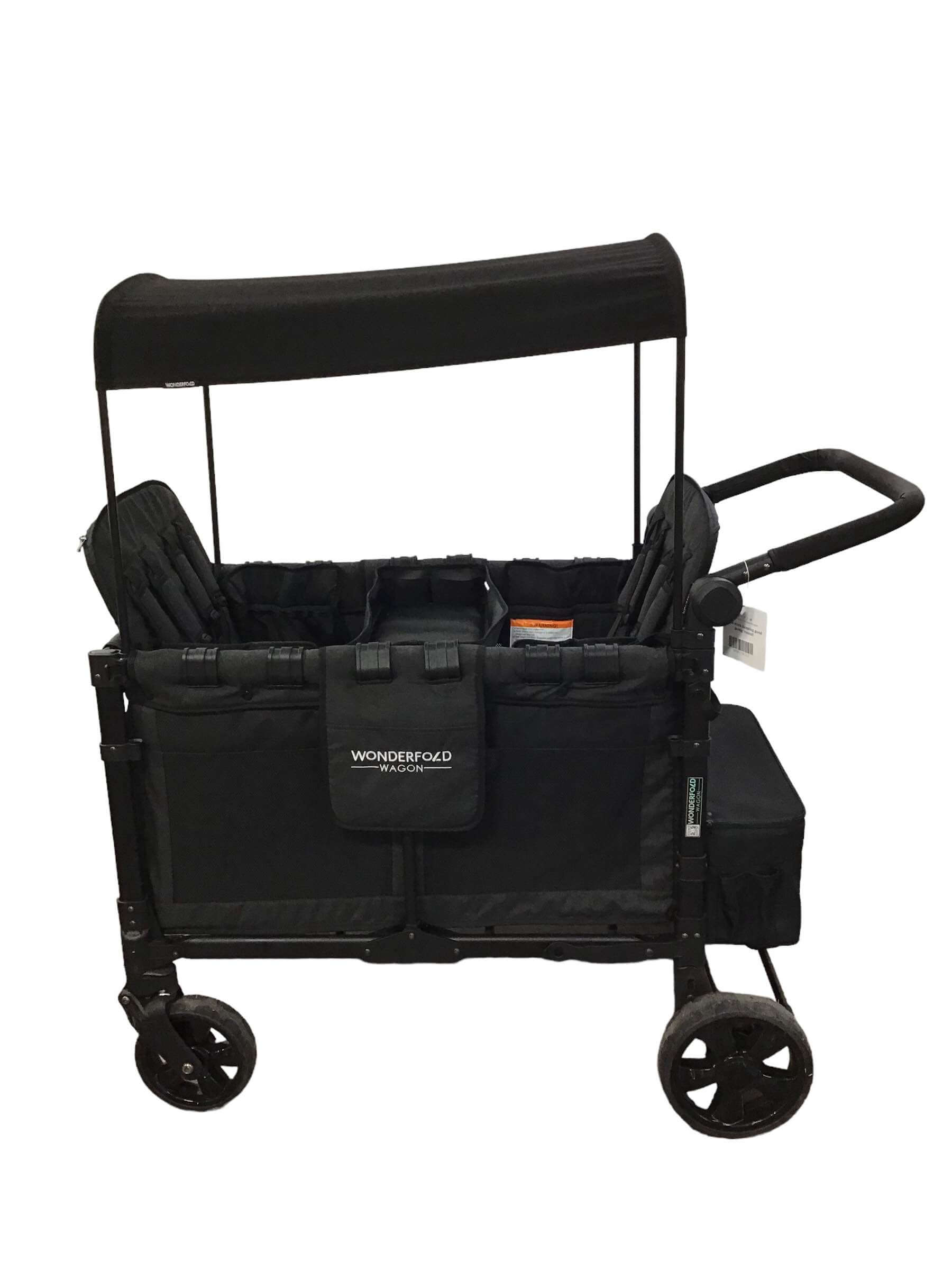 Wonderfold W4 Elite Stroller Wagon, Volcanic Black, 2022, With Double Sided Snack & Activity Tray