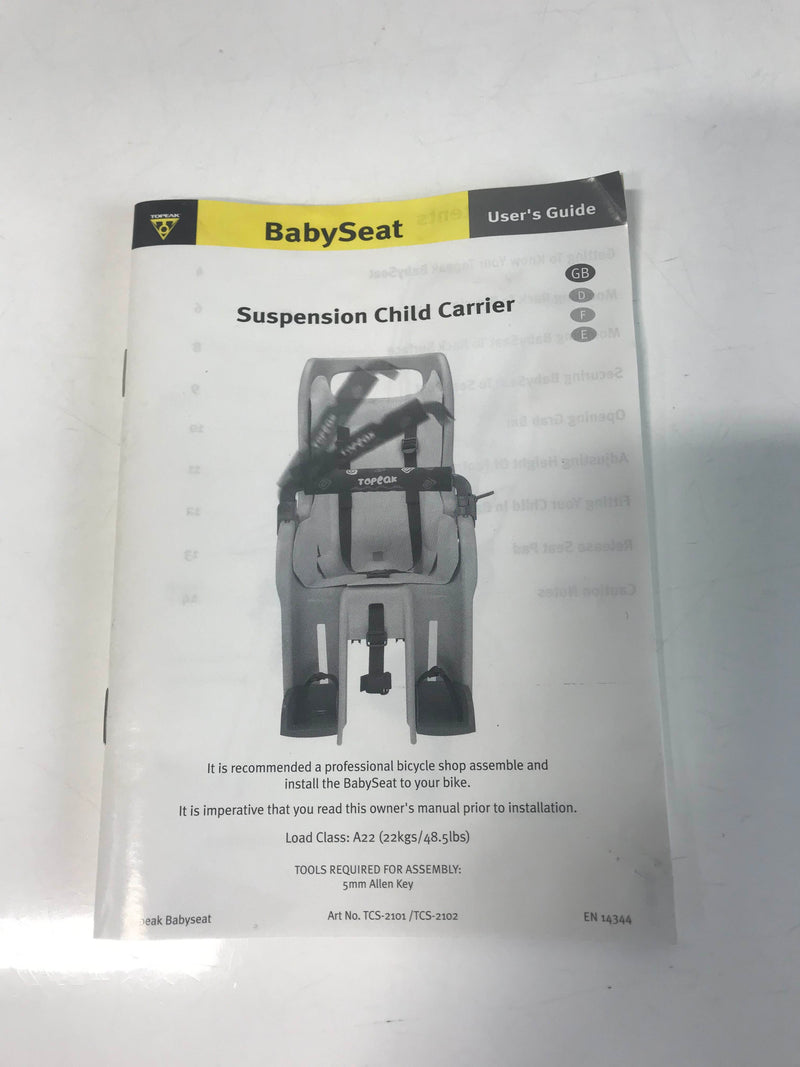 topeak baby seat 1 instructions