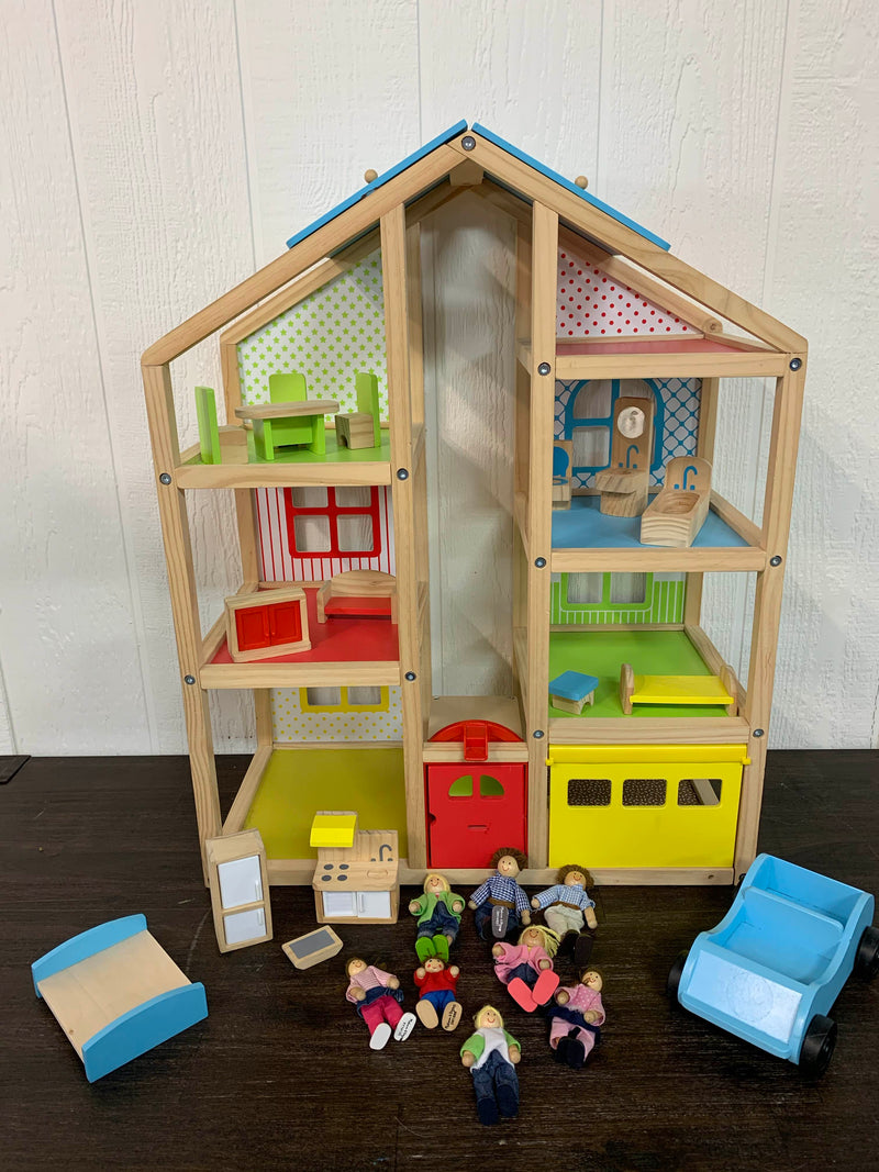 melissa and doug hi rise wooden dollhouse