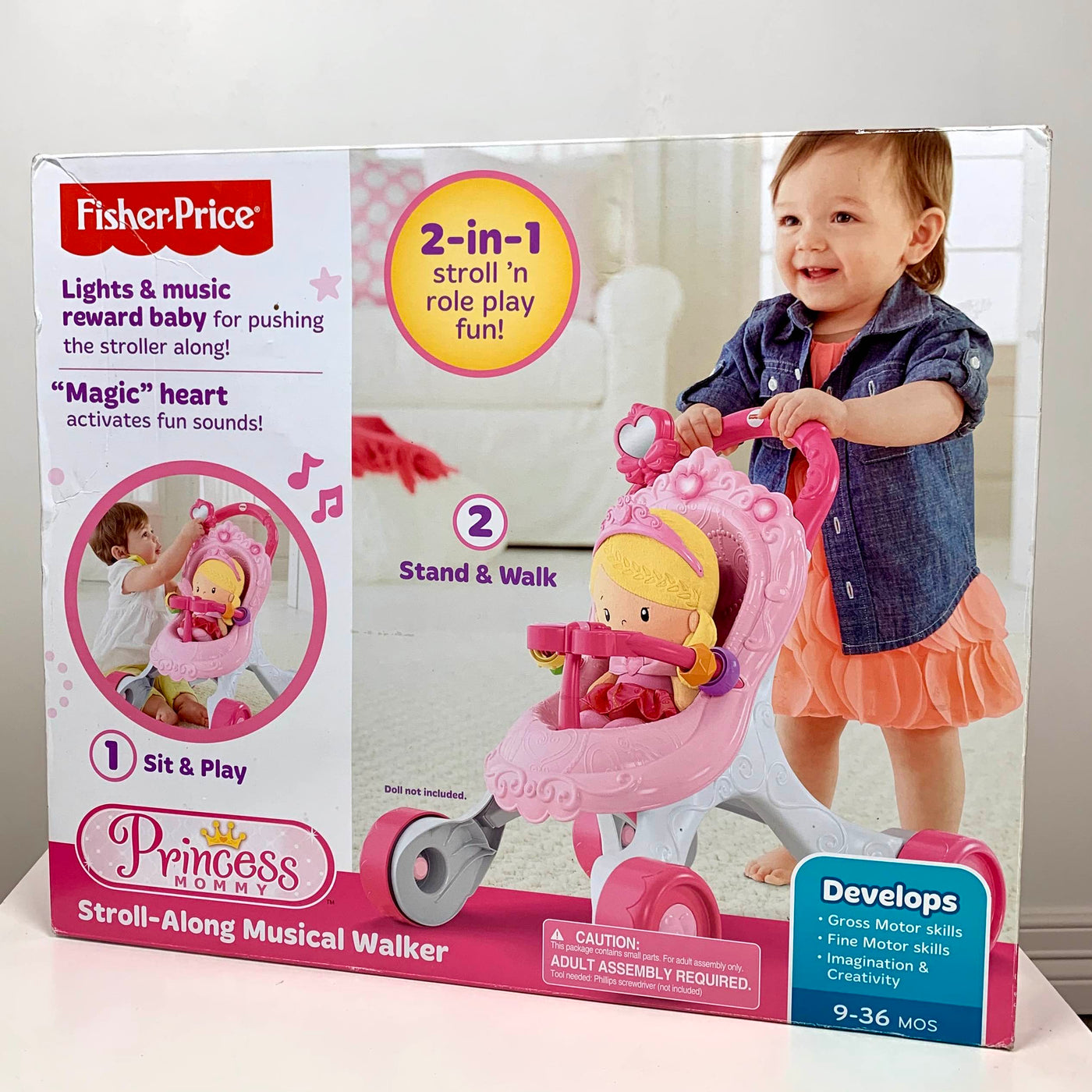 fisher price stroll along walker & baby's first doll gift set