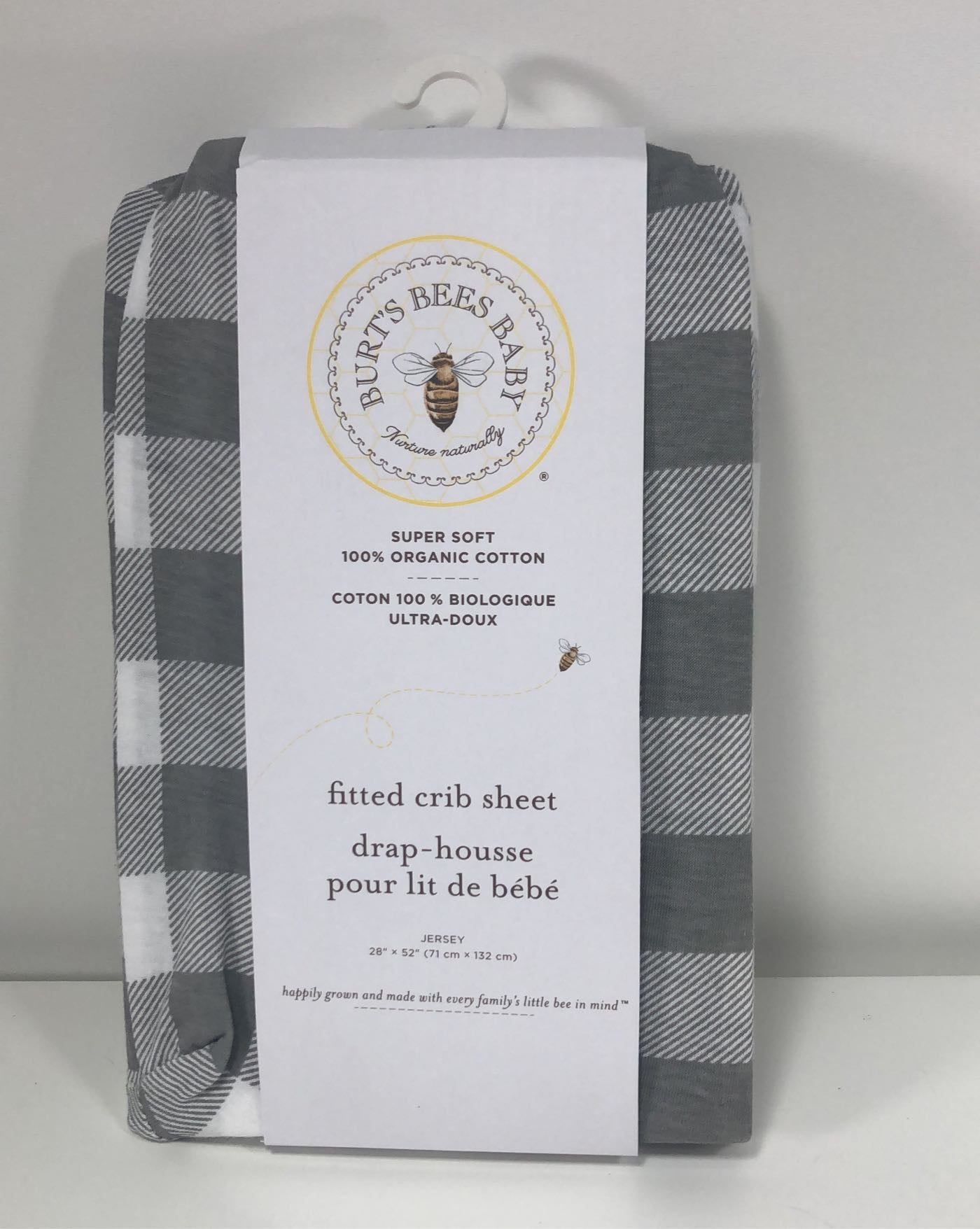 Burt S Bees Baby Organic Cotton Jersey Fitted Crib Sheet Grey Buffalo