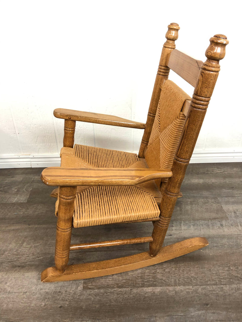 cracker barrel hardwood woven child rocking chair