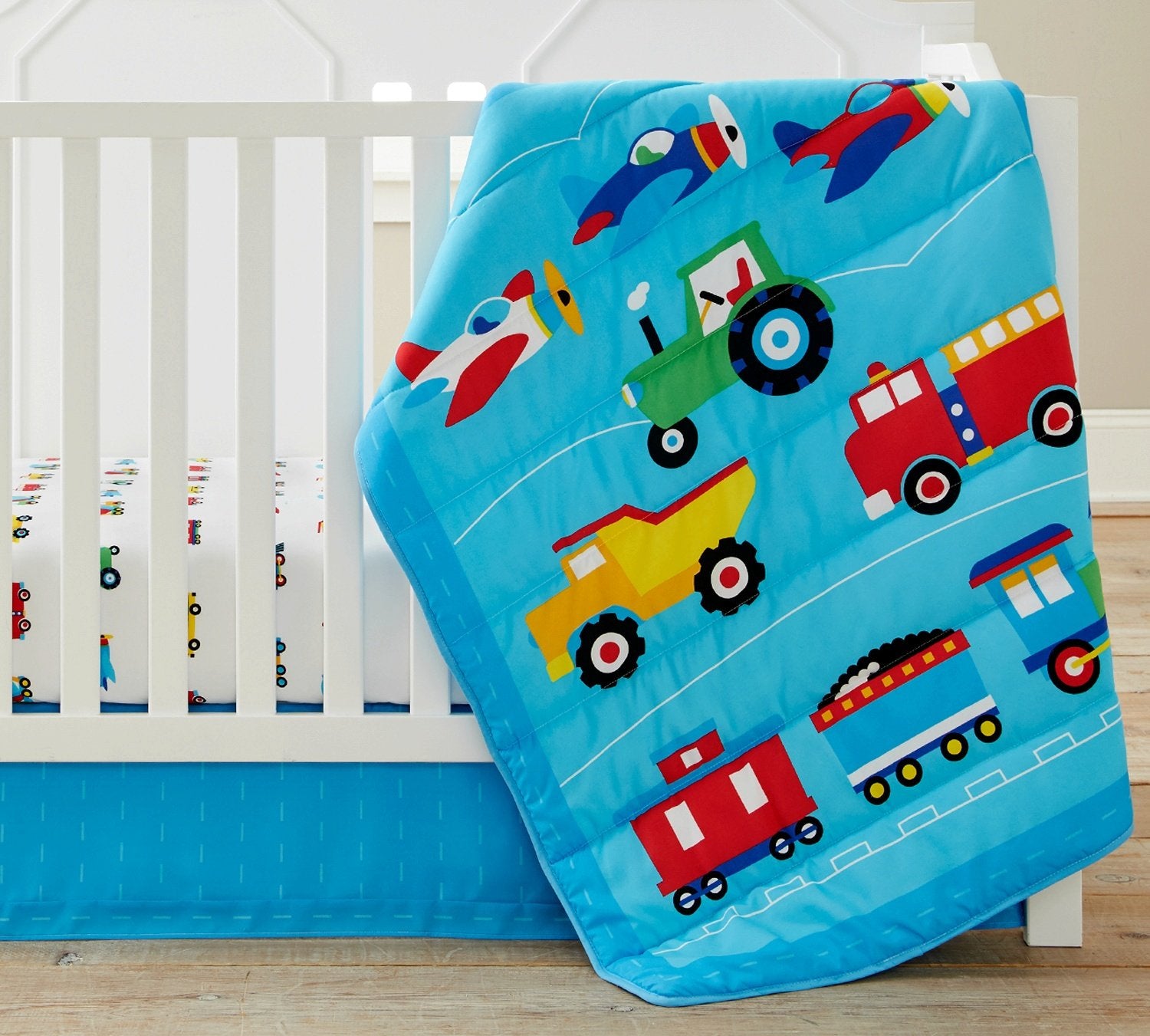 Olive Kids Trains Planes Trucks 3 Piece Crib Bedding