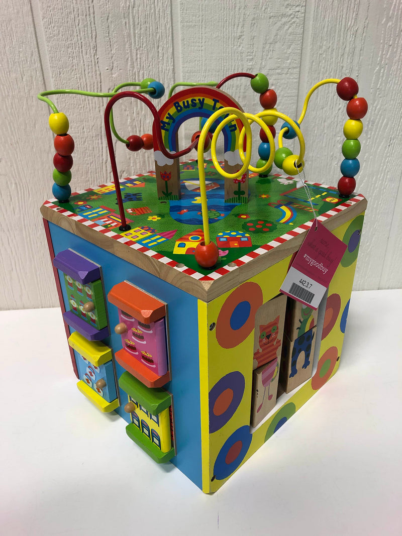 my busy town wooden activity cube