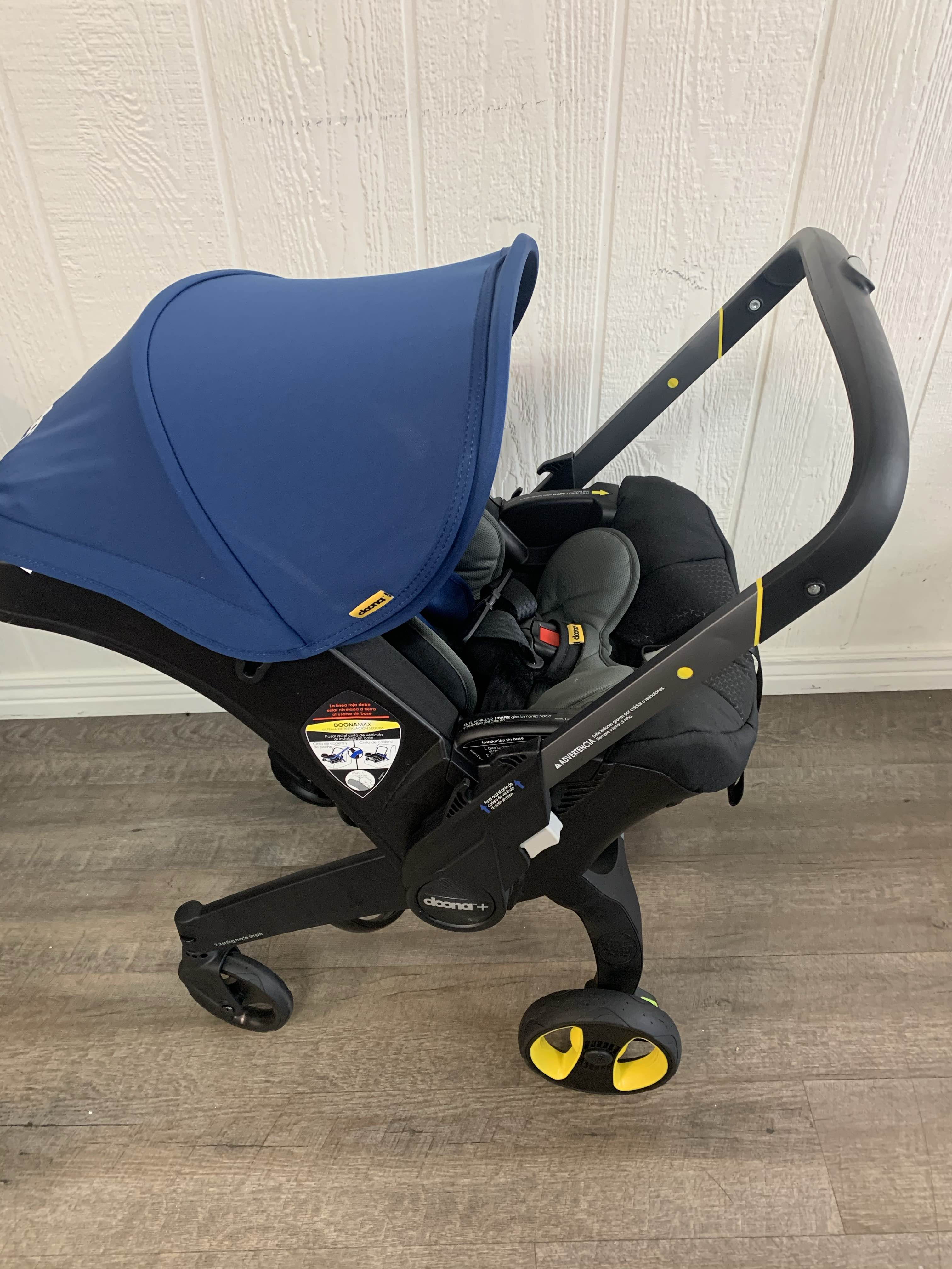 blue car seat and stroller combo