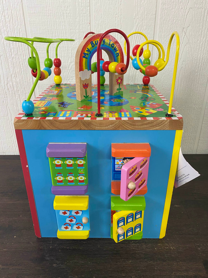 my busy town wooden activity cube