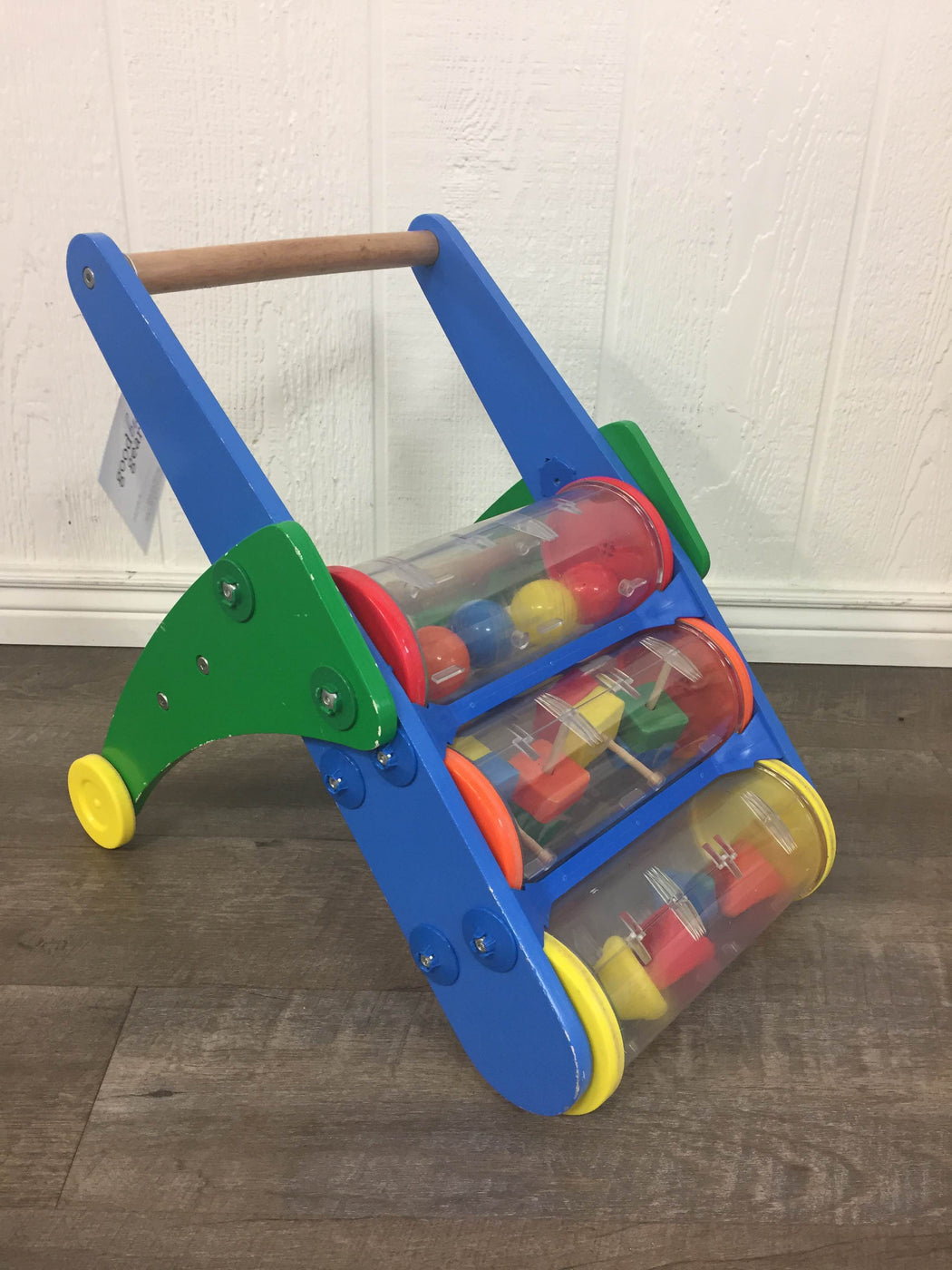melissa & doug rattle rumble wooden push toy and activity walker