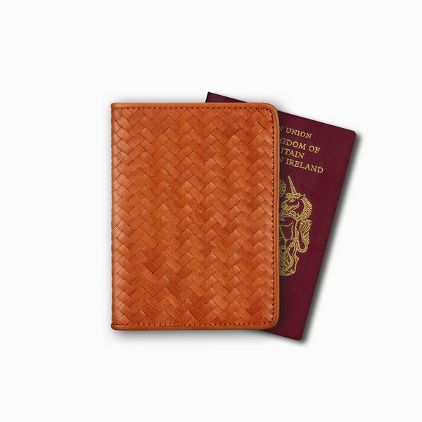 Handwoven Passport Holder, Tan: Herringbone Cover