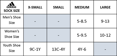 adidas socks size chart