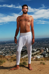 White Cotton Organic Kundalini Mens Yoga Pants Clothes